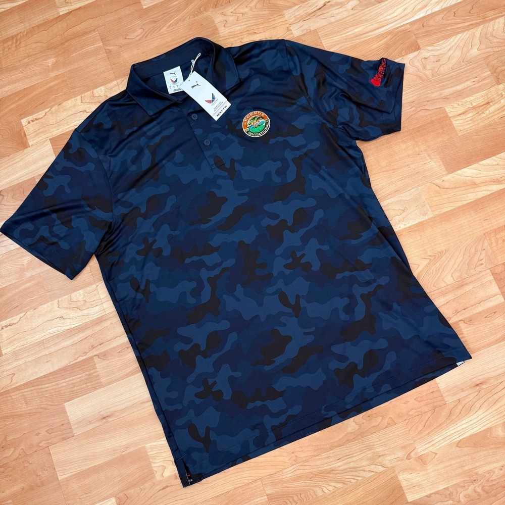 Puma Volition Camo Golf Polo Mens Large Navy Blue MATTR Legends Invitational NEW
